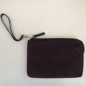Vera Bradley Iconic Pouch Wristlet Blackberry Wine Velvet Foxwood Print